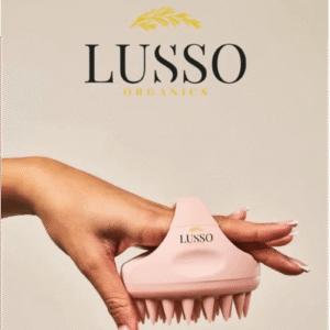 Pink Lusso silicone scalp massager with ergonomic handle